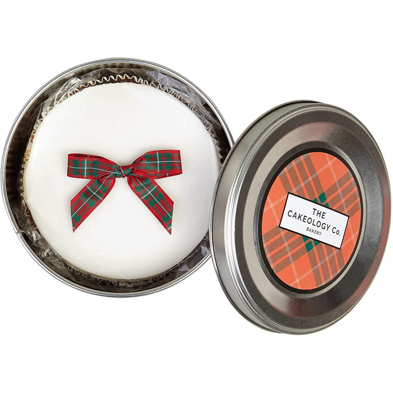 The Cakeology Co Bakery Rich Fruit Cake Gift in a Tin, Tartan Bow, Currently priced at £25.99